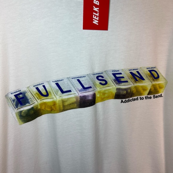 Full Send Nelk Boys Addicted to the Sent Crew Neck T-Shirt White Graphic  NEW XL - Picture 4 of 9
